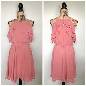 Miami Francesca’s Ruffle Pink Mini Dress Size Medium